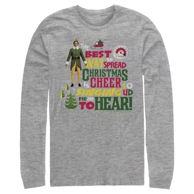 Men's  Christmas Cheer Loud Singing Long Sleeve Shirt athletic heather