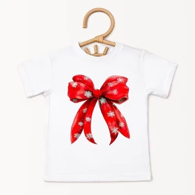 Молодежная футболка с коротким рукавом Coquette Christmas Snowflake Bow белого цвета