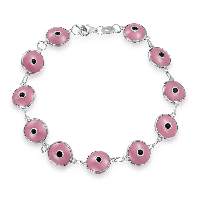 Браслет Bling Jewelry Evil Eye, серебро, розовый