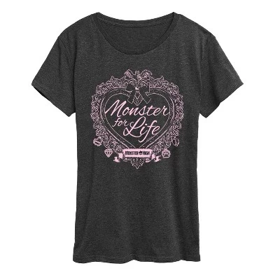 Женская футболка Monster For Life Coquette с коротким рукавом и графическим рисунком heather charcoal