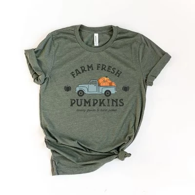 Женская футболка с коротким рукавом Farm Fresh Pumpkins Truck с графическим принтом для женщин
