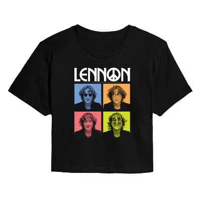 Женская футболка John Lennon Color Block короткая, черная