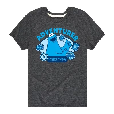 Футболка с коротким рукавом Adventurer Cookie Monster с графическим рисунком heather charcoal
