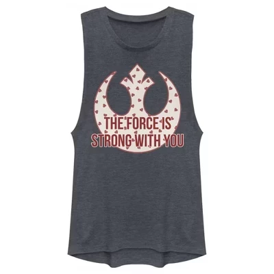 Женская футболка для юниоров The Force Is Strong с логотипом Valentine Rebel Festival Muscle Tee синего цвета
