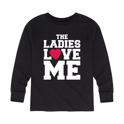 Женская футболка с длинным рукавом и рисунком The Ladies Love Me черного цвета