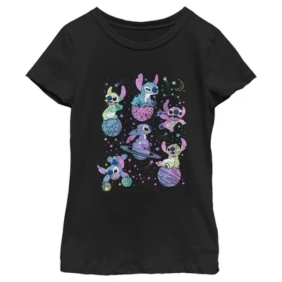 Футболка для девочек Lilo & Stitch Planetary, черная