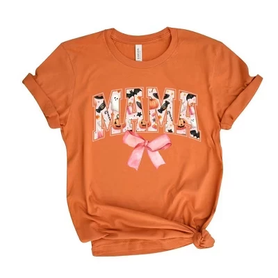 Женская футболка Coquette Halloween Mama с коротким рукавом и графическим рисунком оранжевого цвета