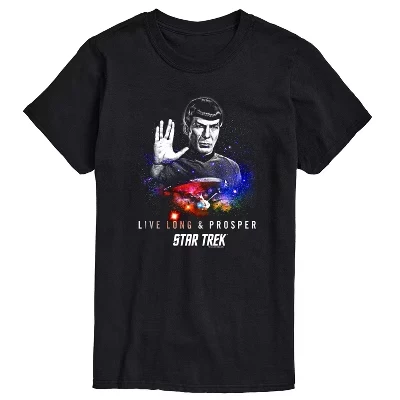 Мужская футболка Spock Live Long Prosper с коротким рукавом и графическим принтом, черная