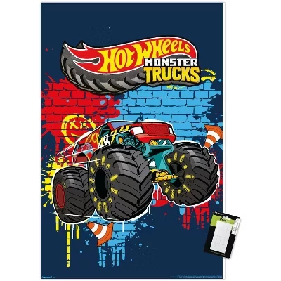 Настенный плакат Mattel Hot Wheels - Monster Trucks Smash без рамки, белый