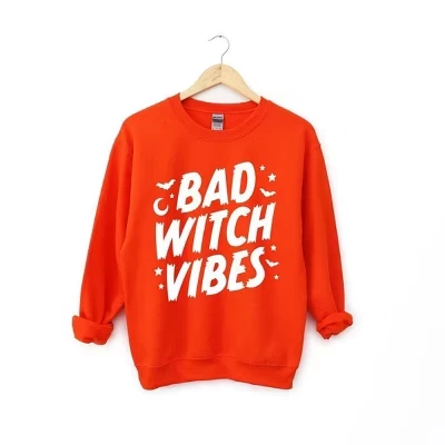 Женская толстовка с рисунком Bad Witch Vibes Moon orange