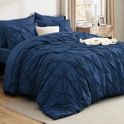 Комплект постельного белья Bed in a Bag с постельным бельем, всесезонное постельное белье Solid Diamond Pintuck, роскошный комплект постельного белья GentleSoft™ в складку, подарок для всей семьи