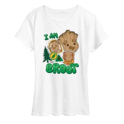 Женская футболка с коротким рукавом и надписью Guardians of the Galaxy Groot Sticker, белая