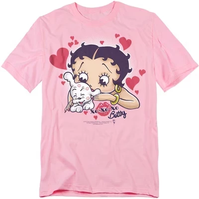 Мужская футболка Betty Boop Puppy Love, розовая