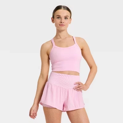 Женский бесшовный укороченный поддерживающий топ на бретелях - ™ pink