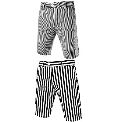 Мужские летние шорты в полоску Slim Fit на плоской подошве спереди, короткие брюки-чино с присосками, 2 упаковки, черно-белые/белый
