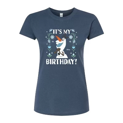 Женская футболка Olaf It's My Birthday с приталенным рисунком цвета индиго