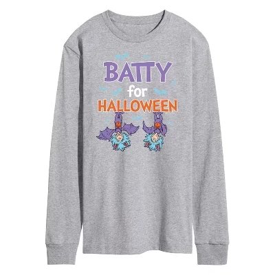 Мужская футболка Batty For Halloween Thing 1 и Thing 2 с длинным рукавом и графическим рисунком athletic heather