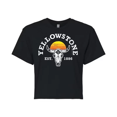 Женская укороченная футболка Yellowstone EST 1886, черная