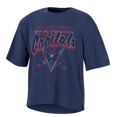 Женская футболка NHL Washington Capitals модная темная с коротким рукавом, разноцветная