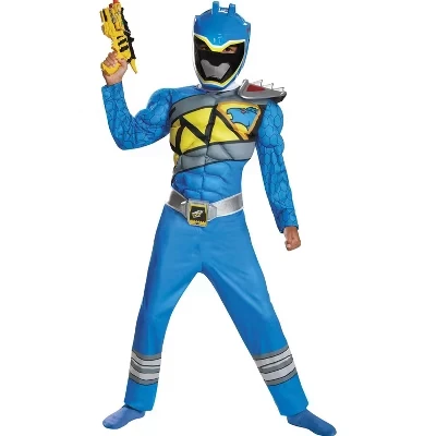 Классический костюм Могучих Рейнджеров для маленьких мальчиков Dino Charge Ranger Muscle синего цвета