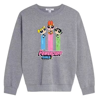 Женский свитшот Powerpuff Girls Fly, серый меланж