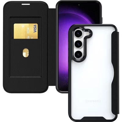 Чехол-портмоне Magsafe с откидной крышкой из Тпу / акрила для Samsung Galaxy S24 black