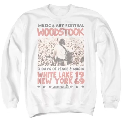 Мужская толстовка с круглым вырезом и плакатом Woodstock Crowd Poster белого цвета