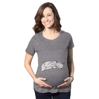 Футболка для беременных Cat On Baby Bump с забавным очаровательным котенком для беременных - Футболка для беременных Crazy Dog Для любителей кошек