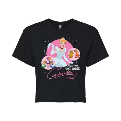 Женская - - Футболка Cinderella Make Your Own Magic с укороченным рисунком, черная