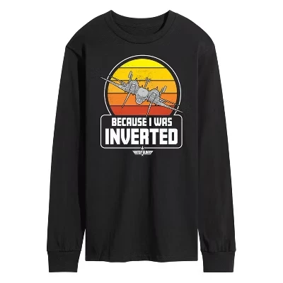 Мужская футболка Because I Was Inverted с длинным рукавом и графическим рисунком черного цвета.