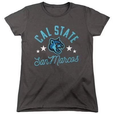 Женская футболка California State University San Marcos Cougars с принтом древесного угля