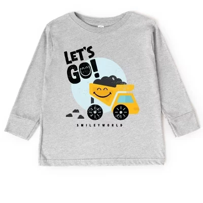 Футболка для малышей с длинным рукавом SmileyWorld Let's Go Dump Truck серая