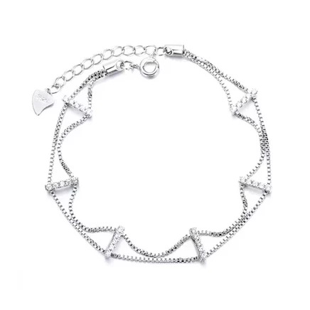 Браслет Amy and Annette двойной с кристаллами, 18K позолота, белое золото