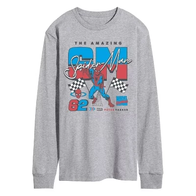 Мужская футболка с длинным рукавом Spidey Racing и графическим рисунком athletic heather