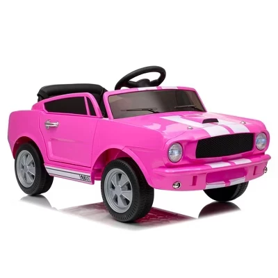 Поездка на лицензионном Shelby GT350, 12 В, Игрушки для малышей, Детский электромобиль с ремнем безопасности, 2 скорости, Фара, Модернизированная панель розового цвета