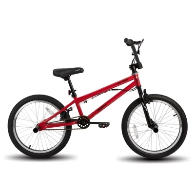 HILAND 20-дюймовый детский велосипед BMX для мальчиков и девочек с гироскопом на 360 градусов, 4 колышка красного цвета