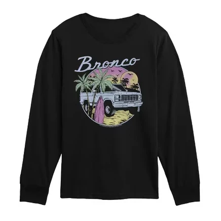 Пляжная футболка Bronco с длинным рукавом и рисунком черного цвета