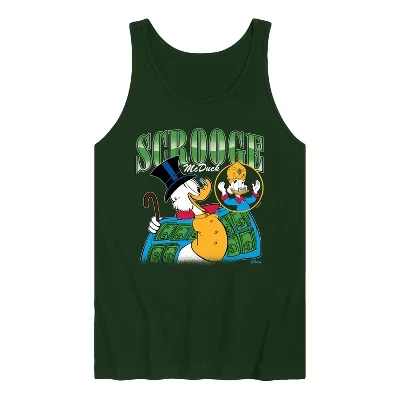 Мужская майка - Утиные сказки - Бутлег Scrooge Mcduck с графическим рисунком цвета Форест грин
