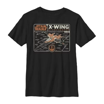 Футболка для мальчиков Star Wars «Схема X-Wing», чёрная