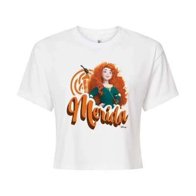 Женская укороченная футболка с рисунком Merida Headshot, белая