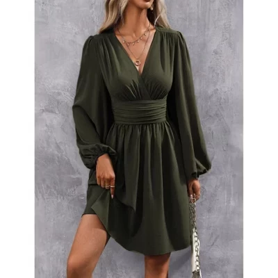 Женское платье Yesfashion миди с запахом, зеленое
