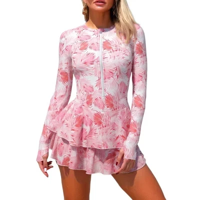 Женский купальник Yesfashion с длинными рукавами, розовый