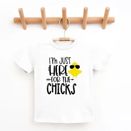 Я Здесь Только ради молодежной футболки Chickens с коротким Рукавом белого цвета