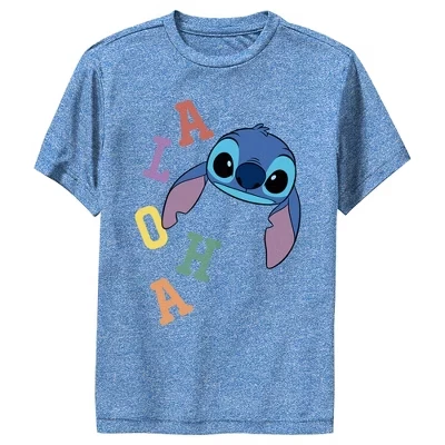 Яркая футболка для мальчика Aloha Stitch Face Performance синего цвета