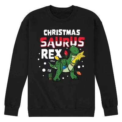Мужская - - Рождественская флисовая толстовка с рисунком Saurus Rex, черная