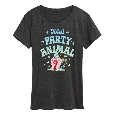 Женская - Губка Боб Квадратные штаны - Футболка Total Party Animal с коротким рукавом и графическим рисунком heather charcoal