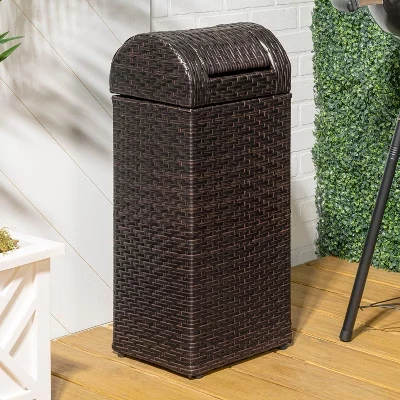 Уличный мусорный бак Darla All-Weather Wicker/Metal Swing Top Hideaway коричневый