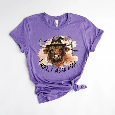 Женская футболка I Mean Boo Longhorn Cow с коротким рукавом и графическим рисунком grape