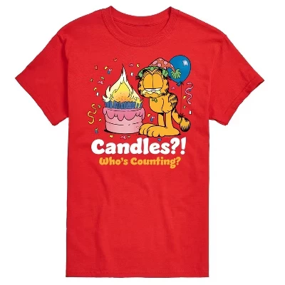 Мужская футболка Candles Who's Counting Birthday с коротким рукавом и рисунком, красная