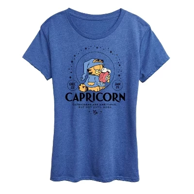 Женская футболка Garfield Козерог «Не до полудня», синяя